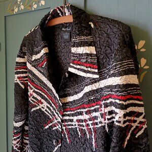 West End Women's Shirt Jacket with Bold Graphics Button Down Size M